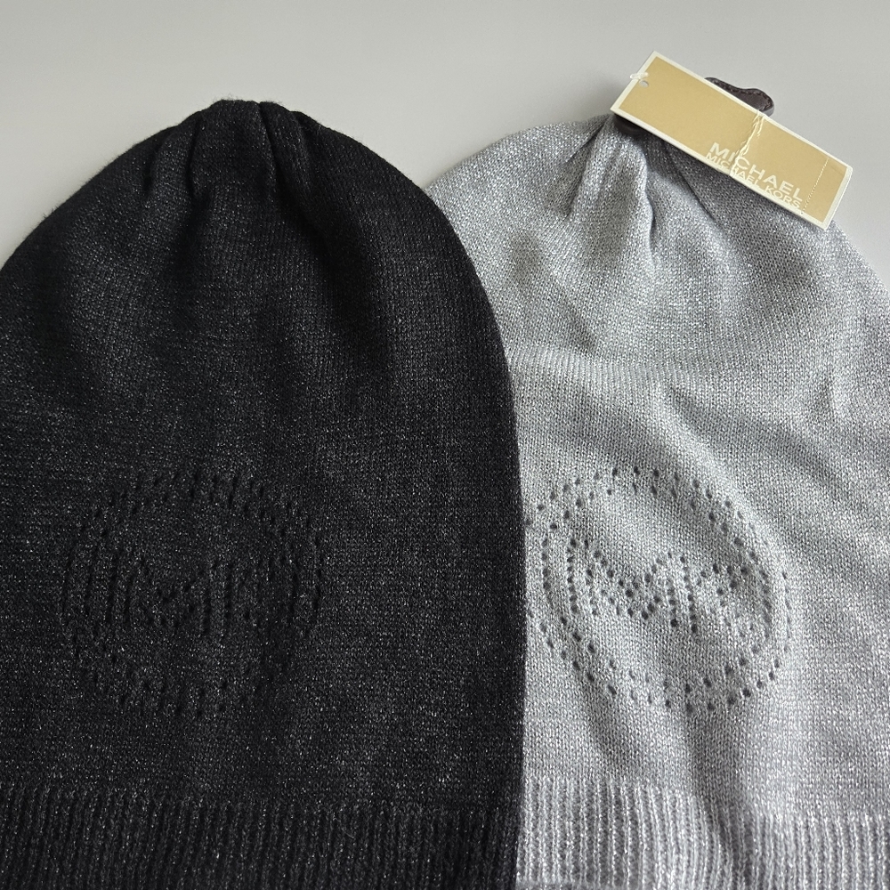 Michael Kors, Beanie Hats, Black and Silver, New With Tags - Picture 11 of 11